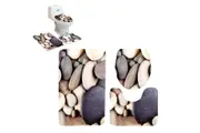 3Pcs Toilet Seat Lid Cover Set Non Slip Rug Bathroom Contour Mat-Stone