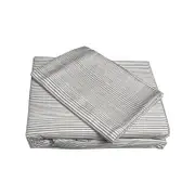 CottonMore Bamboo Cotton Striped Pattern Doona Duvet Quilt Cover Set Grey - Queen