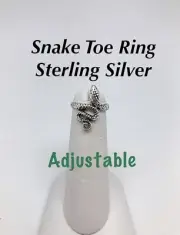 Snake Toe Ring, Sterling Silver, Adjustable, New, Ships in Gift Box