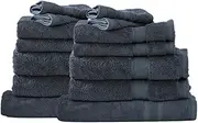 14pc Renee Taylor Stella Bath Towel/Mat Set Soft Bamboo Cotton 650 GSM Indigo