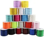 Dortrue Nylon Cord Satin String 2mm x 220 Yards 20 Colors Rattail Satin Silk Trim Cord for Friendship Bracelets, Necklaces, Jewelry Making, Chinese Knotting，Arts and Crafts