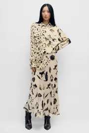 SILK LAUNDRY LONG BIAS CUT SKIRT MIRACLES HAZELNUT at Nordstrom, Size X-Small Au