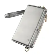 Multi-Function Detachable Pu Leather Case and Shoulder Bag With Card Slots and Wallet and Photo Frame and Lanyard (Silver)