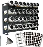 Ardier 4 Tier Spice Rack Organizer with 32 Square Spice Jars and 160 Spice Set