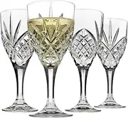 [Godinger] Dublin Wine Glasses, Stemmed White Wine Glass Goblets - 6.75oz, Set of 4
