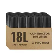 18L Contractor Garbage Bags Bin Liners - BLACK - 1 PACK or 1 CARTON