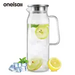 ONEISALL 玻璃水壺 耐熱透明玻璃水壺 帶蓋過濾器 適用於家用 1700ML