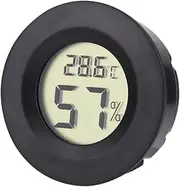 LCD Display Cigar Hygrometer Thermometer with Embedded Installation, Temperature and Humidity Meter for Humidor, Black Round Face