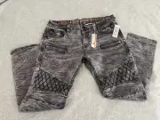 Rock Revival Mike Biker Distressed Denim Jeans Mens 40x34 NWT
