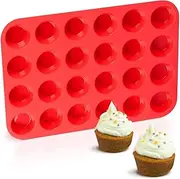 Silicone Muffin Pan Mini 24 Cups Cupcake Pan, Nonstick BPA Free Silicone Baking Pan 1 Pack
