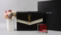 在飛比找Yahoo!奇摩拍賣優惠-☆優買二手精品名牌店☆ YSL 553566 黑色 白色 牛