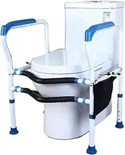Height & Width Adjustable Toilet Handrail, Toilet Support Frame Bathroom Handrail Grab Bar Rail Surround Mobility Aid Free Standing Support Toilet Handrail Support Aids