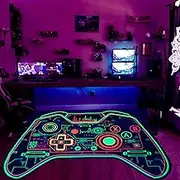 Gaming Rug Teen Boys Carpet Glow in The Blacklight Gamer Rug for Boys Room Playroom Non-Slip Area Rug Kids Boys Girls Game Room Casual Mat (60"x39")
