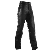 Motorcycle Quality Leather Trousers Biker Jeans Pants Motorbike Black All Sizes