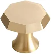 AIMALL Solid Brass Cabinet Knob Octagonal Drawer Handle 1.38in Modern Pull for Wardrobe Cupboard Furniture Brushed Finish