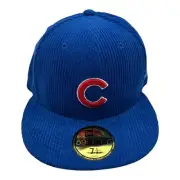 New Era 59Fifty Chicago Cubs Hat Cap 7 1/8 Light Royal Corduroy 1987 Baseball