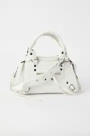 White Croc Top Handle Crossbody Bag