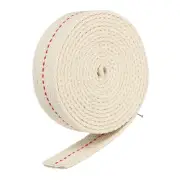 Cotton Oil Lamp Wick 25mm Flat Wide 5Meter/16.4Ft Long with Red Stitch, 1 Roll