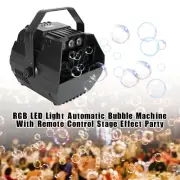 RGB LED Light Automatic Bubble Machine With Remote Control Stage Effect Party,