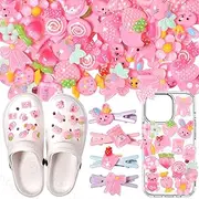 Uotey 60 Pcs Junk Case Charms, Charms for Junk Cases, Junk Charms for Cases, Junk Phone Case Charms, Large Big Charms Pink Candy Mixed Slime Charms, Junk Nail Charms, Cute Charms
