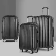3 PCS Hard Shell Luggage Set Super Lightweight Travel Suitcase Trolley Black