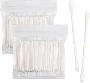 Cotton Swabs, Individually Wrapped Cotton Buds, Bulk Cotton Tip Applicator Bulk Travel Makeup Qtips Suitable for Ear, Beauty Care, Cleaning, Make-Up 200 Count (Double Round Thick Cotton Buds)
