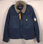 Carhartt OJ5478-M Denim Jean Relaxed Fit Sherpa-Lined Jacket Men's Size LARGE