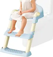 Non-Slip Potty Training Seat, Foldable Toddler Toilet Seat, Sturdy Ladder Step Design, Soft Cushioned, Adjustable Height, Easy Clean, Secure and Stable Build for Kids