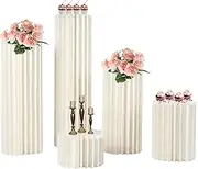 Foldable Round Cylinder Stands for Party, Cardboard Display Paper Columns Wedding Centerpieces Cardboard Vases, Pedestal Stand Cylinder Tables for Wedding Birthday Party Backdrop (Color : 3 Pie