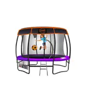 Kahuna Trampoline 14 Ft With Basketball Set And Roof - Purple