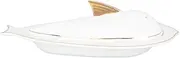 ELAYARD Gold Decorated Fish Bowl Ceramic Seafood Server Restaurant Fish Plate Dishware