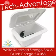 BOAT CARAVAN RECESSED COMPACT COMPARTMENT GLOVE STORAGE BOX & USB CHARGER