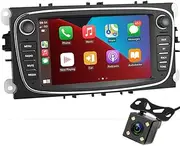 Android Car Radio Car Stereo Head Unit 7'' Touch Screen Car Multimedia Player GPS Navigation WiFi MP5 Bluetooth FM CarAutoPlay for Ford Focus Mondeo C-MAX S-MAX Galaxy II Kuga Backup Camera Black
