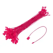 140Pcs Nylon Hang Tag String 6.7" Snap Lock Pins Loop Price Tag Rose Red