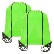 Drawstring Backpack Bags, 2 Pack Sports Cinch Sack Draw String Bag, Light Green