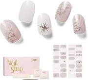 NAILOG Semi Cured Gel Nail Strips, 34 pcs Salon-Quality Gel Nail Stickers, Long Lasting Nail Wraps for Women with Soft Gel Finish,Astria