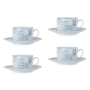 Bernardaud Tout Paris Set of 4 Tea Cups & Saucers