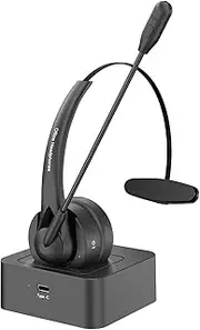 On Ear Headset Bt 5.2 Wirel Headphones Call Center Earphone with Noise Canceling Microphone Adjustable Headband Volume Control with Charging Black