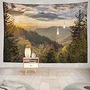 KJONG Decorative Tapestry Wall Hanging Tapestry for Bedroom Living Room, Polyester & Polyester Blend, Autumn Sunrise, 80" W x 60" L
