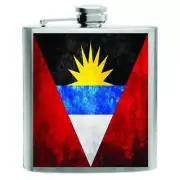 Antigua and Barbuda Flag Stainless Steel Hip Flask 6oz