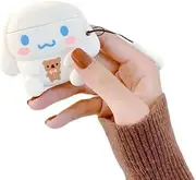 Cute Cinnamoroll Pom Pom Purin Case for Airpods 1 2, Wireless Bluetooth Headsets Protective Cover for Apple Airpods 1 Gen/2 Gen (airpods 1 or 2,Dog White)