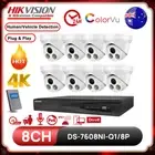 Hikvision 4K CCTV System 8CH 8PoE NVR 8MP Security IP Camera ColoVu MIC Home IPC