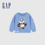 【GAP】男幼童裝 GAP X 功夫熊貓聯名 LOGO印花圓領大學T-天藍色(890546)