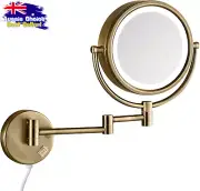 LED Lighted Makeup Mirror 5X Magnification Wall Mount Extendable Arm