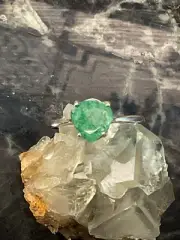 Genuine Emerald .925 Silver Ring 7