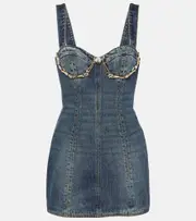 [Area] Area Claw embellished denim minidress AU 4 blue