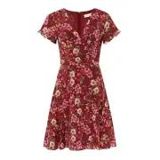 Alannah Hill Efflorescent 100% Silk Dress (Red), size 12, RRP $349