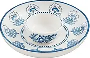 Mud Pie 1 3/4" x 10 2" x 4 1/2" Dia Block Print Chip and Dip, Blue
