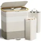 Double Laundry Hamper with Lid and Removable Bags, 150L Large Collapsible 2 D...