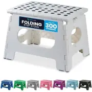 Folding Lightweight Step Stool is Sturdy Enough to Support Adults 9-Inch White